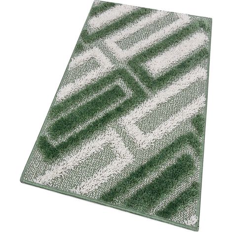 Tappeto Bagno Moderno Morbido Soffice Assorbente Asciugapassi Antiscivolo Lavabile Verde - 50x80 Cm
