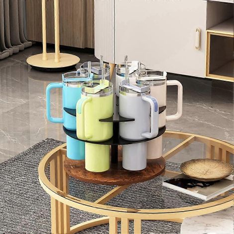 Organisateur de tasses rotatif à 6 emplacements, support de rangement en bois, adapté aux accessoires pour tasses de 40 onces. (1/5)