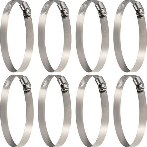 8 pcs Collier Tuyau, réglable 91–114 mm en acier inoxydable Colliers de serrage de Tailles Pour Fixer Tuyaux Souples et Durites (1/5)