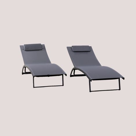 SKLUM 2er-Set verstellbare Aluminium-Liegen mit Kissen Dulem Grau Graphit                                  