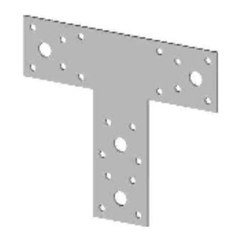 FPLUS placa forma t plc11 160x45x100 zincado , Placa forma de T con grosor de 2.5 mm.