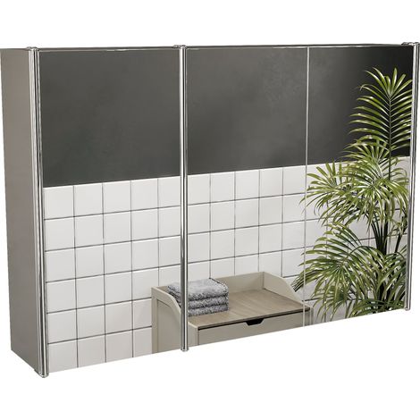 Tiano 3 Door Bathroom Cabinet Stainless Steel Mirrored Wall Mounted Cupboard (1/5)