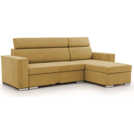 Ecksofa Schlafsofa Sofa CANTON in Stoff Camelia Senfgelb Ottomane Rechts (1/5)