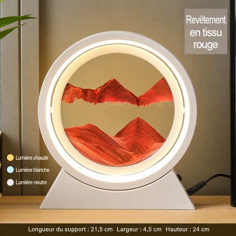 Lampe veilleuse tableau de sable mouvant 3D 10 pouces cadre blanc sable rouge 10 réf 6297 26 × 7 × 28 cm 750 g – Livraison gratuite