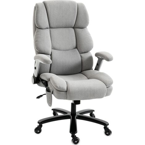 Silla de oficina con soporte lumbar de aire y reposabrazos abatibles gris claro (1/5)