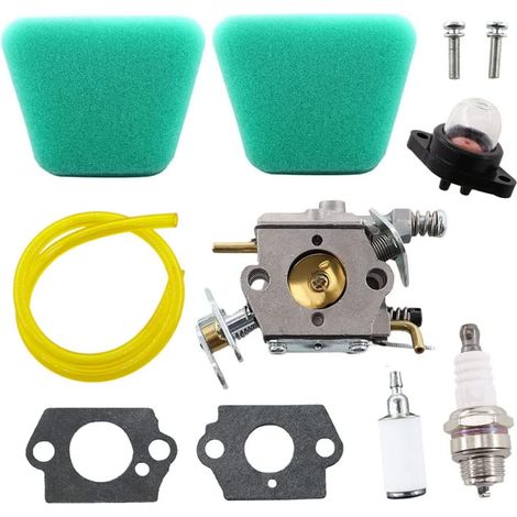 Carburetor with Air Filter, Fuel Filter Fuel Hose for Partner 350 351 370 371 390 420 Poulan 2050 2055 2115 2150 2175 2250 McCulloch Mac Cat 335 436 440 41 Tron chainsaw