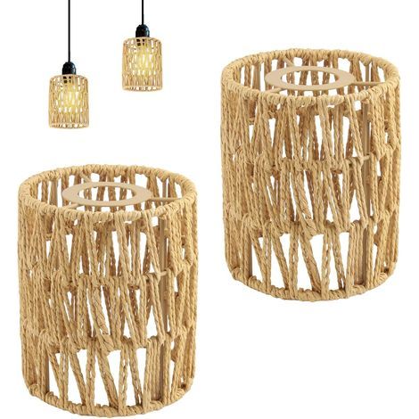 Rattan Lampshades, Ø 12 cm, Height 15 cm, Handwoven, Boho Style, For Pendant and Ceiling Lights (1/5)