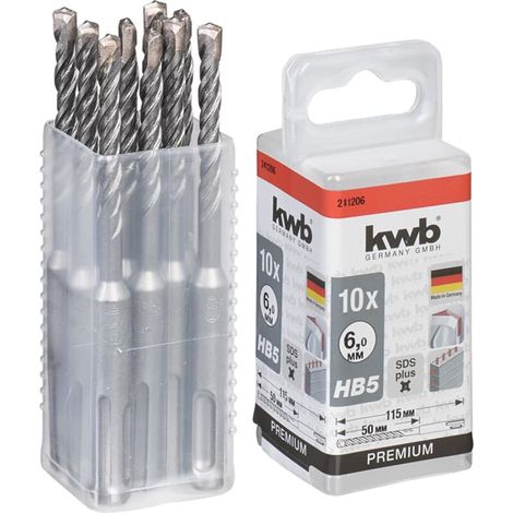 KWB HB5 SDS Plus Hammerbohrer, 115/50 mm, Ø 6 mm, 10 Stück (1/2)