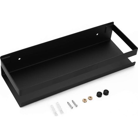Duschregal für Badezimmer, Edelstahl, Küchenkorb, rostfreier Duschcaddyhalter aus Metall, Badezimmerregal, schwebende Regale, rechteckiges, an der Wand montiertes Dusch-Eckregal – 40,6 cm, Schwarz