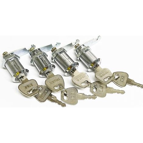 Lot de 4 verrous à came pour tiroir avec 2 clés, porte boîte aux (1/5)