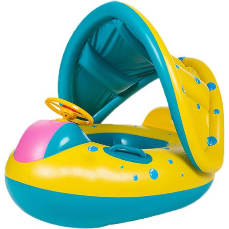 Bouée de natation en forme de corne avec auvent, dosseret confortable et sac à gaz, pour enfants, été, bateau.
