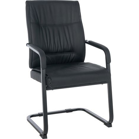 Sedia da ufficio senza rotelle sedia visitatore senza rotelle fino a 260 kg PVC nero metallo nero 100006948
