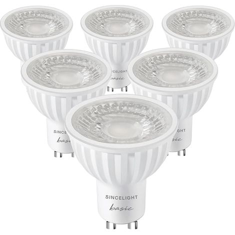 Ampoule à réflecteur LED GU10 avec lentille optique de faisceau de 38°, 6W, RA≈92, Blanc Chaud (2700K), Non Dimmable, 500 Lumens équivalent à 50W halogène, Paquet de 6 (1/5)