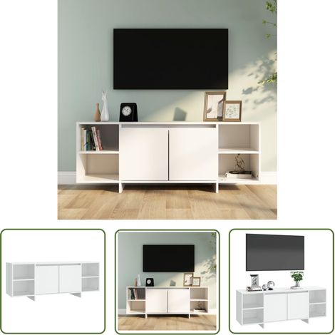 The Living Store TV-Schrank Weiß 130x35x50 cm Holzwerkstoff - TV-Schrank - Lowboard - Holzmöbel - Fernsehtisch - Weißer TV-Stand (1/5)