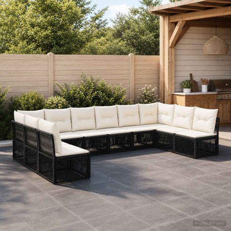 Set Divano da Giardino 10 pcs Nero polyrattan vidaXL (1/5)