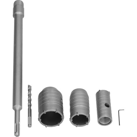 Foreuse carotteuse béton 30 40 50 mm queue 350 mm, scie cloche carbure manche rond pour maçonnerie, kit perceuse murale (1/5)