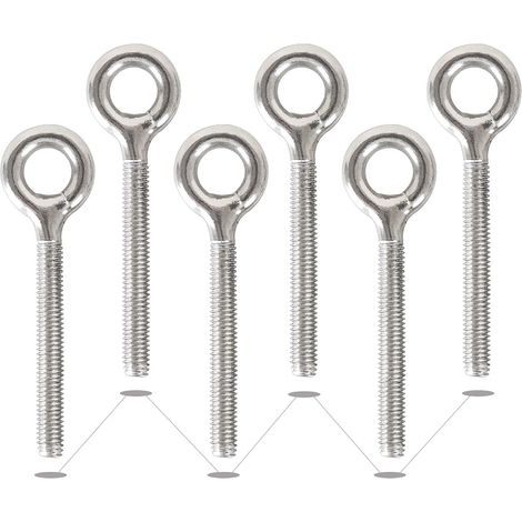 Boulon à œil M10 - Lot de 6 - Acier Inoxydable 304 - Soudé Fermé - Fixation et Levage - Filetage 73mm (1/5)