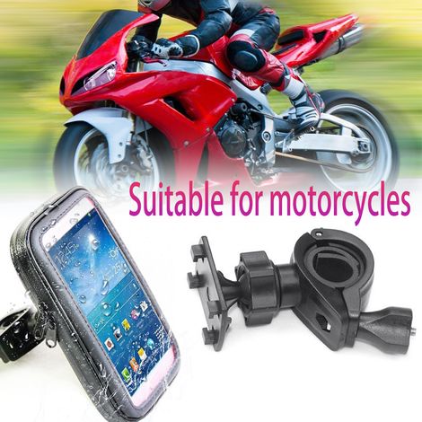 Sac étanche pour téléphone avec sortie casque, support guidon moto vélo, étui de protection pluie (1/5)