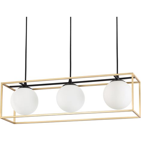 Sospensione Contemporanea Lingotto Metallo Ottone 3 Luci E14 (1/3)