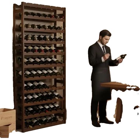 Weinregal, Massivholz Kiefer, Fassungsvermögen für 77 Flaschen, Braun (1/2)