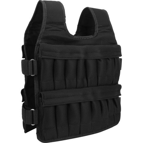 Gilet Lesté Réglable 35kg Veste d'Entraînement en Tissu Oxford pour Musculation Course à Pied Fitness Sportif Comprimé