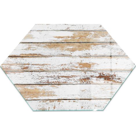 Plaque décorative de protection avec impression graphique en verre trempé sous cheminée Planche de bois abîmée h40 cm (1/5)