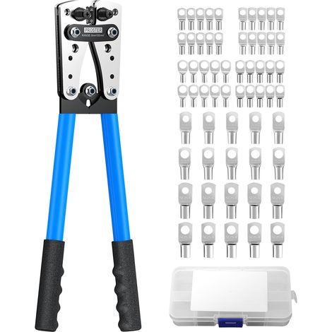 Pince à Sertir Câble 6-50mm² Kit Sertissage Cuivre - Outil Sertir Cosse SC Cuivre Électrique avec 45 Cosses Épaisses - Pour Batterie Bricolage Installation Électrique (1/5)