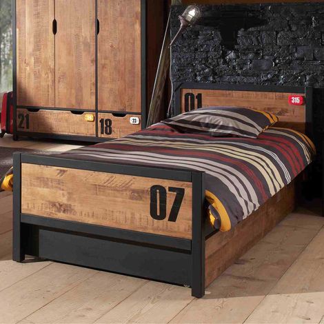 Lit enfant Alex Industriel 90x200 cm - brun/noir (1/4)