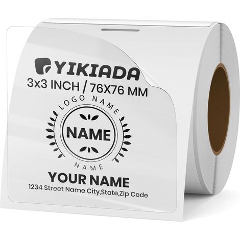 200 Pcs 76 x 76 mm Transparent Vinyl Thermal Labels Roll Rectangle Waterproof Sticker for Name Barcode QR Code DIY (1/5)