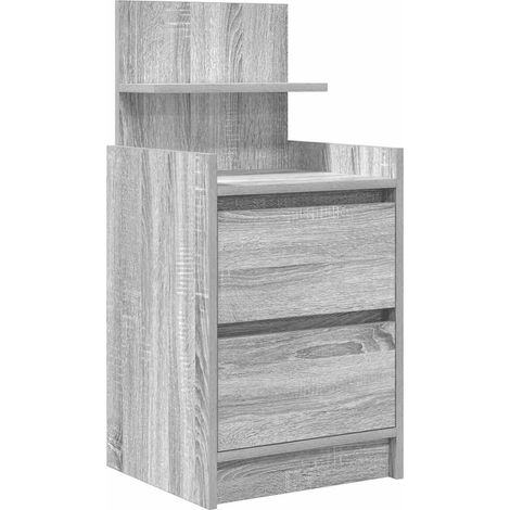 Table de chevet,Cabinet de chevet,Table de nuit avec 2 tiroirs sonoma gris 38x34x80 cm CFW221665 (1/5)