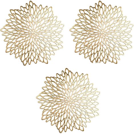 Tapis De Table En Métal Doré - Décoration Élégante Pour Mariage Et Fête - Protection Surface Résistante - Lot De 4 (1/5)