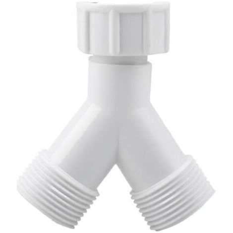 Double connecteur en Y pour machine à laver et lave-vaisselle Adaptateur de vidange avec filetage 3/4" Raccord de tuyau pour robinet et appareils ménagers Plastique renforcé haute (1/4)