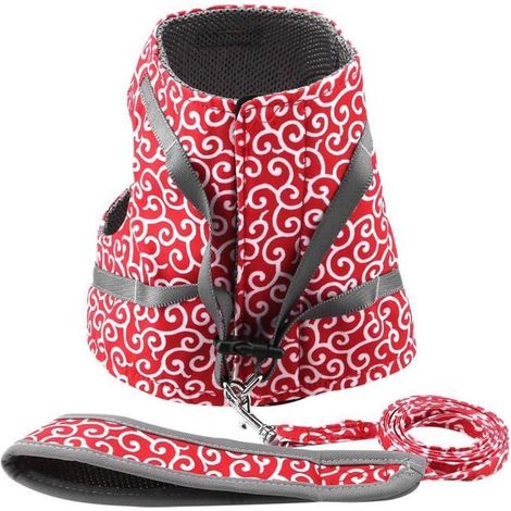Harnais pour chat - HEN - Gilet rembourré - Rouge - Taille XS - 42g (1/3)