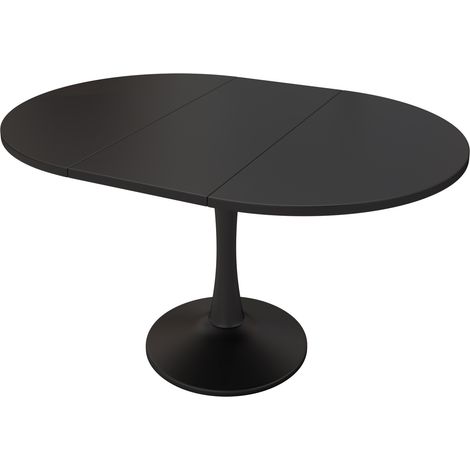 Table à manger extensible ovale en MDF noire 100/140 x 100 x 75 cm (1/5)