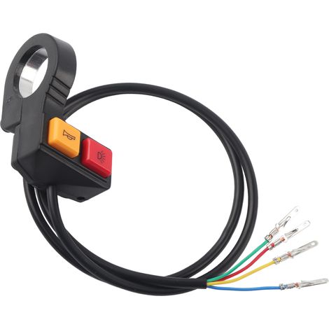 1 Interrupteur guidon 22 mm, Commande klaxon et phare, Câble 70 cm, Universel moto quad scooter (1/5)