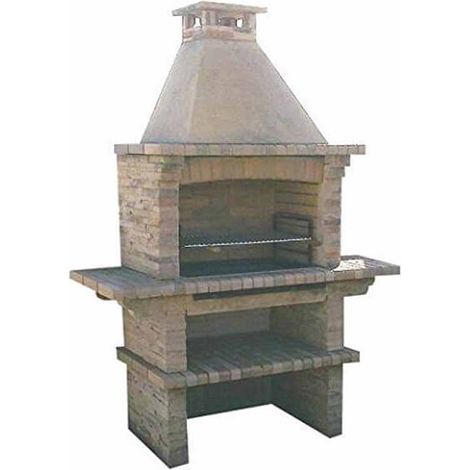 421L Mediterrani Masonry Barbeque - Composite Stone - L68 x W163 x H238 cm - Brown