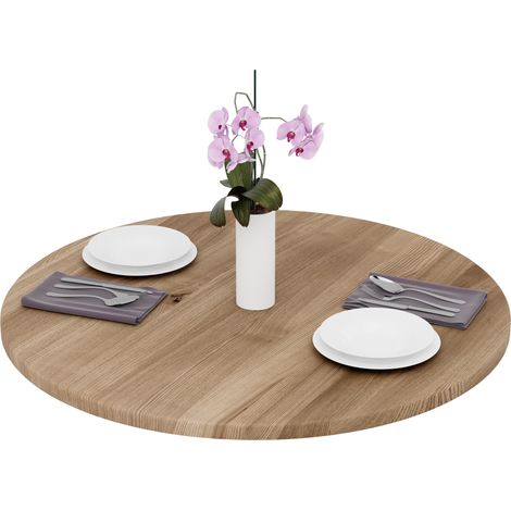 LAMO Manufaktur Tischplatte rund 90 cm aus Naturholz Holzplatte für Esstisch, Küchentisch, Bistrotisch Stärke: 28 mm Farbe: Nussbaum (1/5)