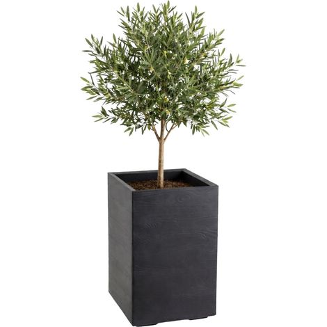 Vaso da fiori Betonique su ruote, in cartone riciclato, nero, H60x40 cm (1/5)