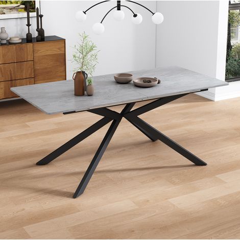 Tavolo da pranzo allungabile 150/180x70x76 cm nero e grigio in MDF con gambe a croce (1/5)