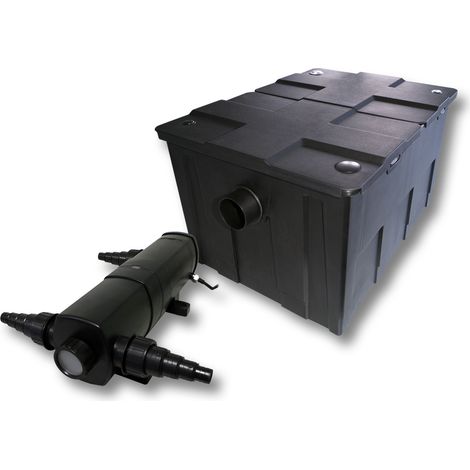 Wiltec Komplettset: CBF-550 Teichfilter bis 60000 L Teichfilteranlage als Durchlauffilter, CUV-218 Teichklärer UVC Klärer mit 18 Watt UV-C Leistung