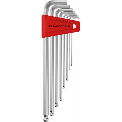 Conjunto llave allen en soporte de plástico 8 unidades 15-8 mm de largo Cabeza esférica PB Swiss Tools