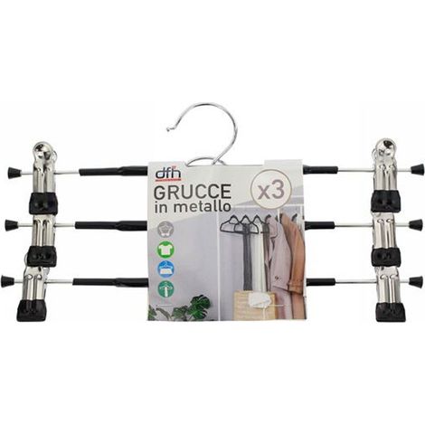 TRADE SHOP - Set 3 Grucce Pantaloni In Metallo Armadio Clip Antiscivolo Gonne Shorts Top 31cm - (1/2)