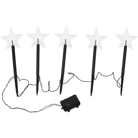 Wolketon 5x Gartenstecker Stern 23cm warmweiß 6/18h Timer 1,6m Leuchtstäbe,LED Gartenleuchten Stern Lichter Weihnachtsdekoration Außen Garten Wasserdicht, Weihnachtsbeleuchtung Deko (1/5)