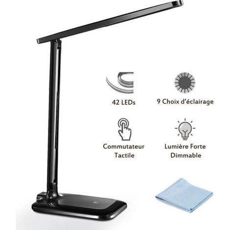 Lampe de Bureau LED, 42 LED Lampe de Chevet Tactile Flexible 5V Adaptateur Chargeur 3 Modes de Couleur 3 Niveaux de Luminosité (1/4)
