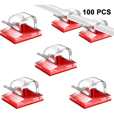 Clips De Gestion De Câbles - 100 Pièces - Fixation Adhésive - Pour Câbles USB Ethernet Alimentation - Bureau Mur Plinthe - PA66 (1/5)