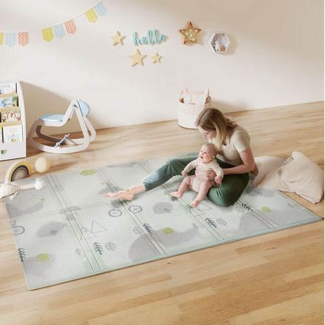 Tapis d'éveil bébé antidérapant avec motifs animaux, pliable, 3 m², mousse 1,5 cm, multicolore, facile à transporter pour jeux et motricité – CHICFURN (1/5)