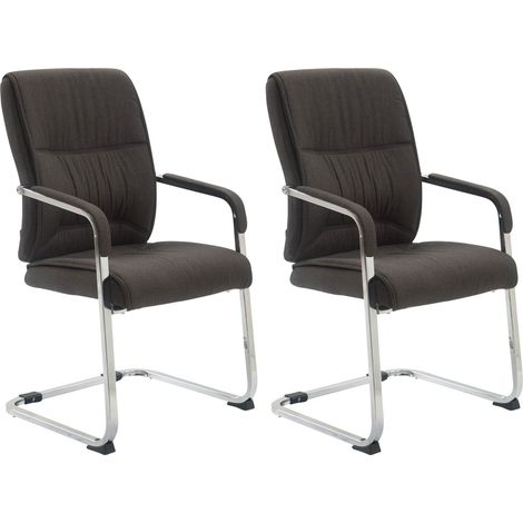 Juego de 2 sillas de oficina XXL sin ruedas hasta 260 kg en tela gris oscuro y metal cromado 100008684 (1/5)