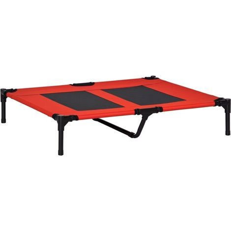 XXL Freestanding Dog/Cat Bed, Pet Camp Bed, 92L x 76W x 18H cm, Red (1/5)