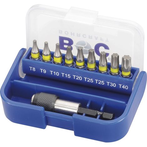 BOHRCRAFT Bit Satz Torx® mit Bithalter 10-teilig in Box farbliche Kennzeichnung (1/3)