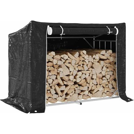 Brennholzregal mit Regenschutz 151x80,5x110,5 cm Stahl Verzinkt
